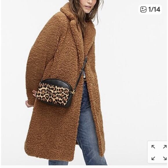J Crew Women’s Sherpa Teddy Bear Coat Sz Sm Knee Length Lt Brown Cozycore Winter - Picture 1 of 9